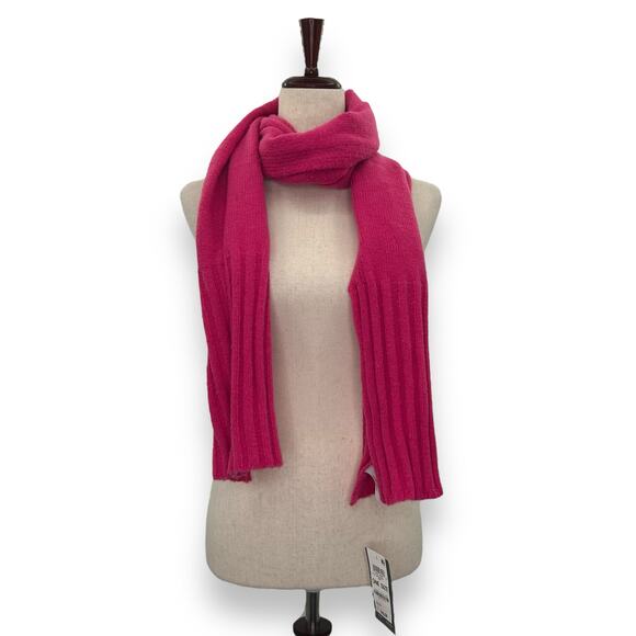 NEW On 34th Hot Pink Knit Scarf Ribbed Knit Rectangle Neck Wrap Winter - Picture 3 of 9